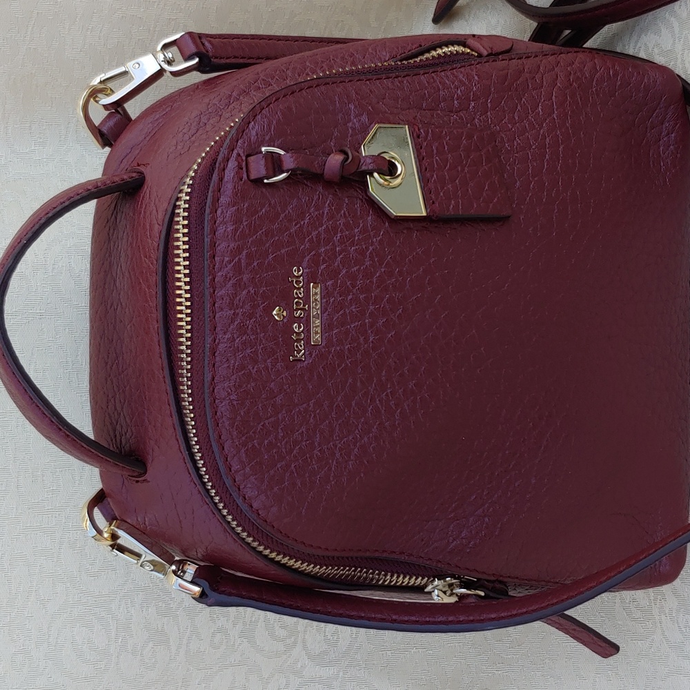 Kate Spade New York Mini Caden Carter Leather Women's Backpack Bag in Burgundy - Picture 15 of 16